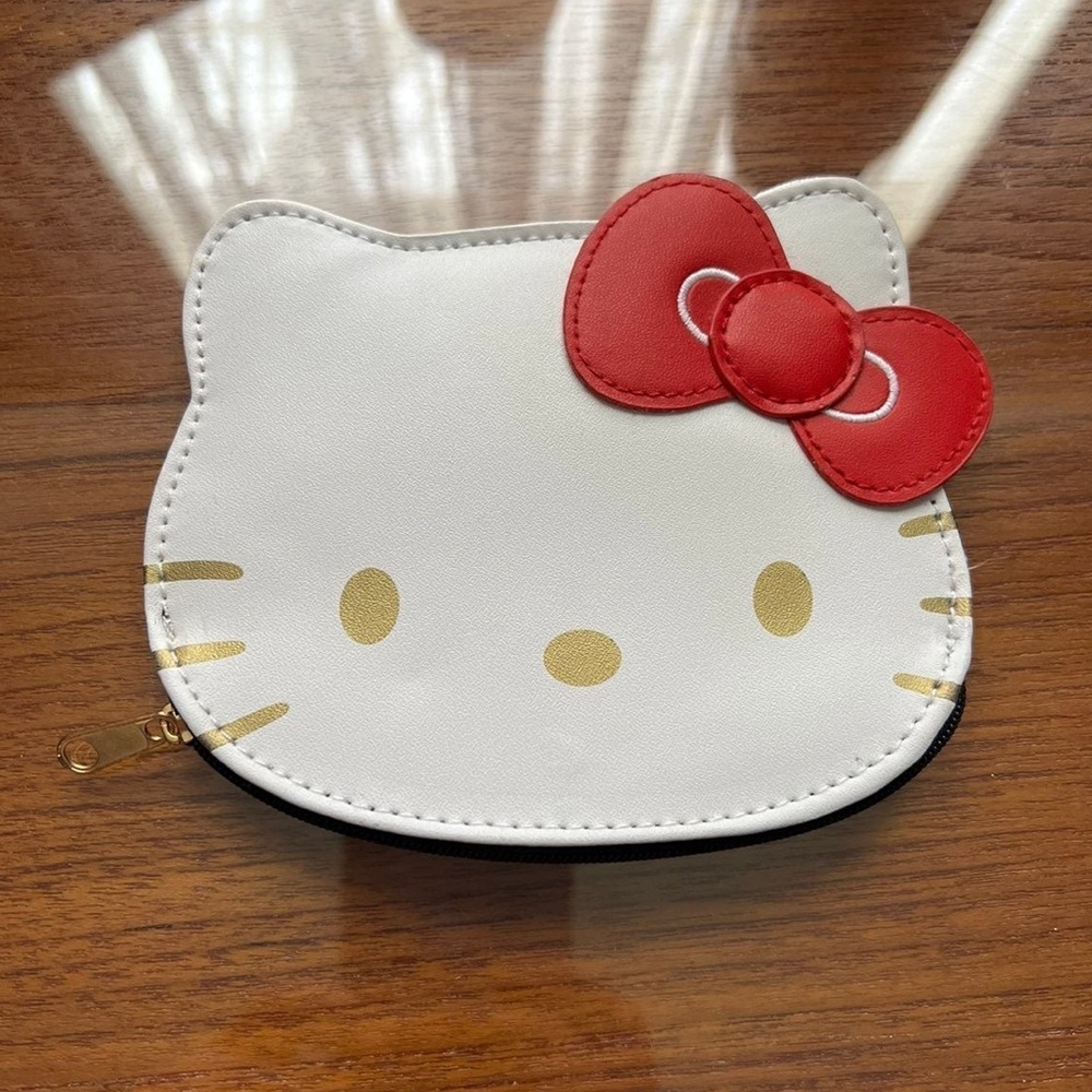 New Hello kitty sanrio coin card pouch zip wallet purse face collectible plaid